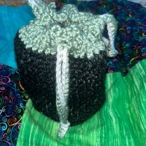 Handcrafted Black and Green Crochet Bag
